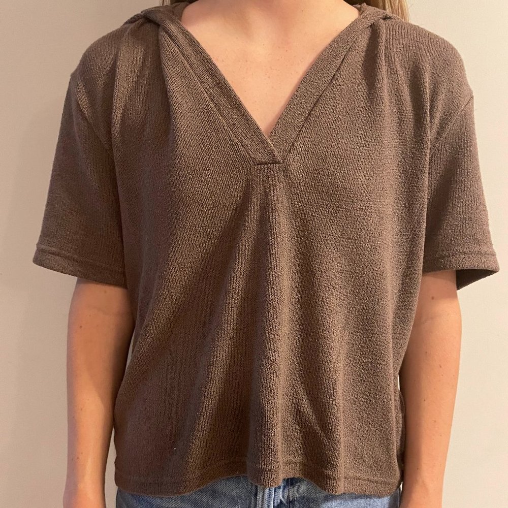 Cocoa brown lightweight teddy bear collared shirt - H&M size 6